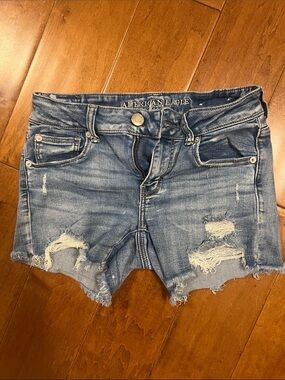 American Eagle Outfitters Women's Ripped Light Wash Denim Shorts